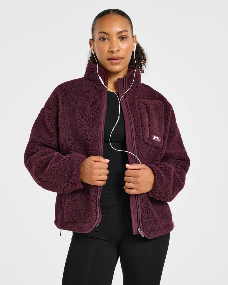 Signature Zip Up Fleece Jacket - Dusty Plum