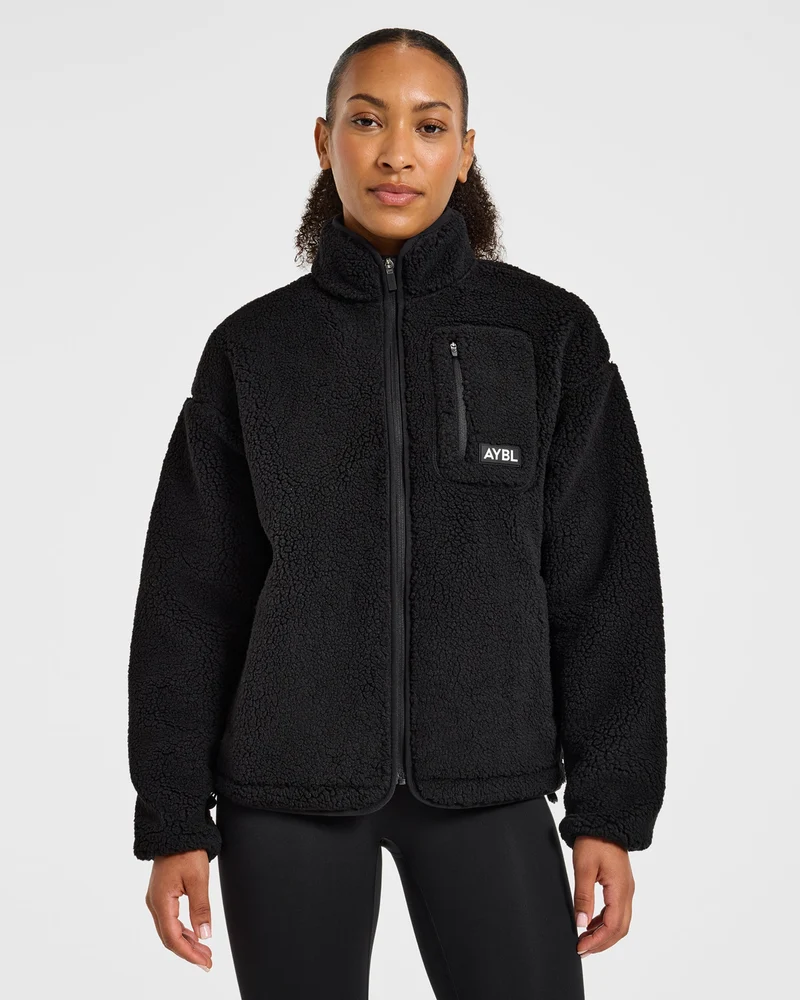 Signature Zip Up Fleece Jacket - Noir