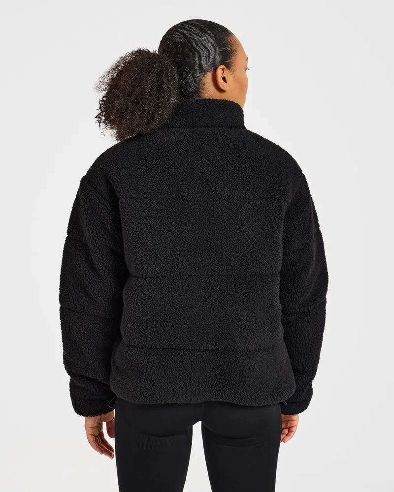 Signature Fleece Puffer Coat - Noir