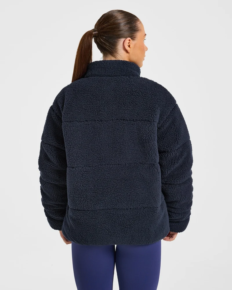 Signature Fleece Puffer Coat - Navy