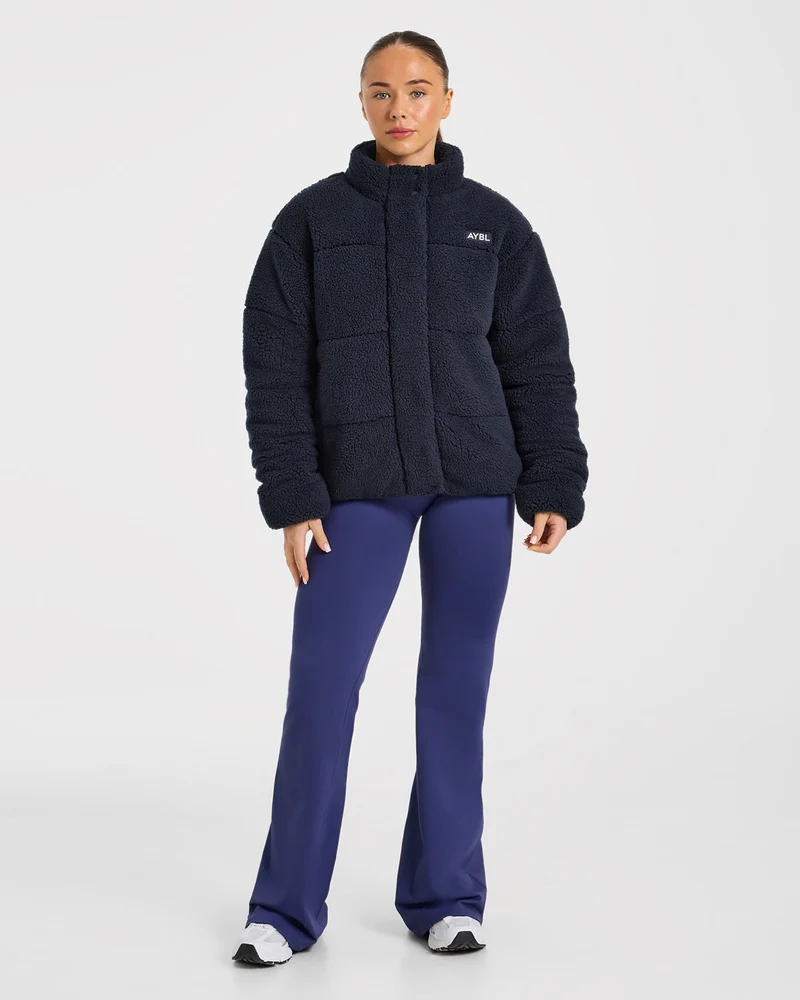 Signature Fleece Puffer Coat - Navy