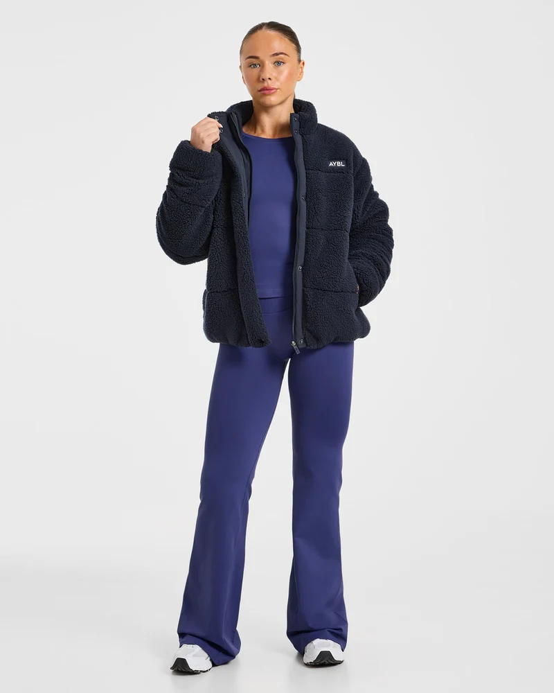 Signature Fleece Puffer Coat - Navy