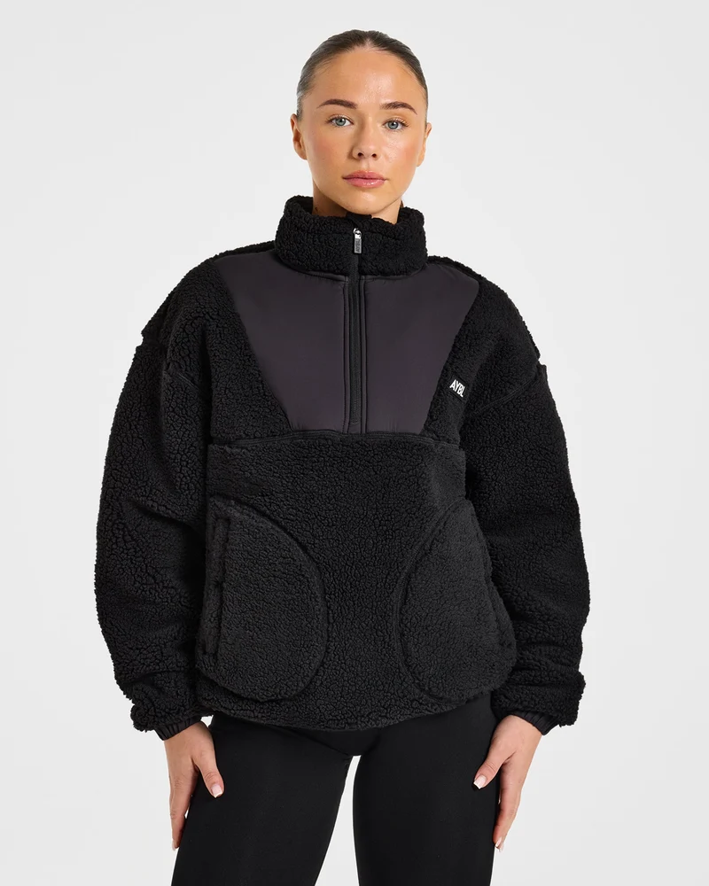 Signature 1/4 Zip Fleece Pullover - Noir