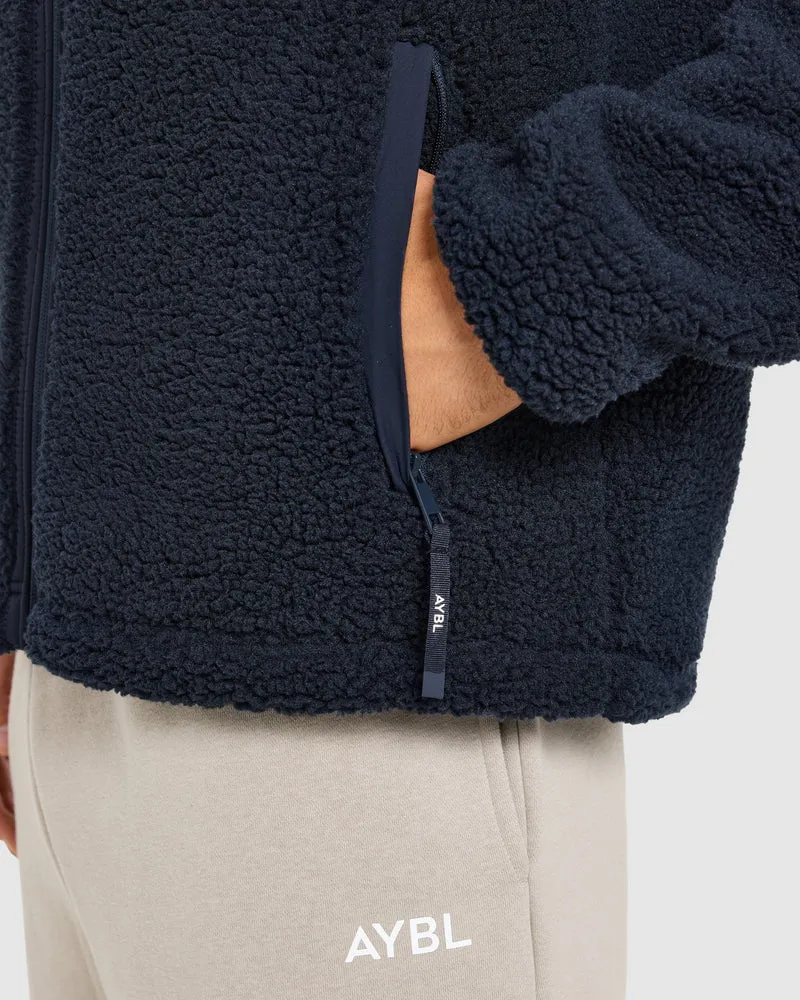Classic Zip Up Fleece Jacket - Navy