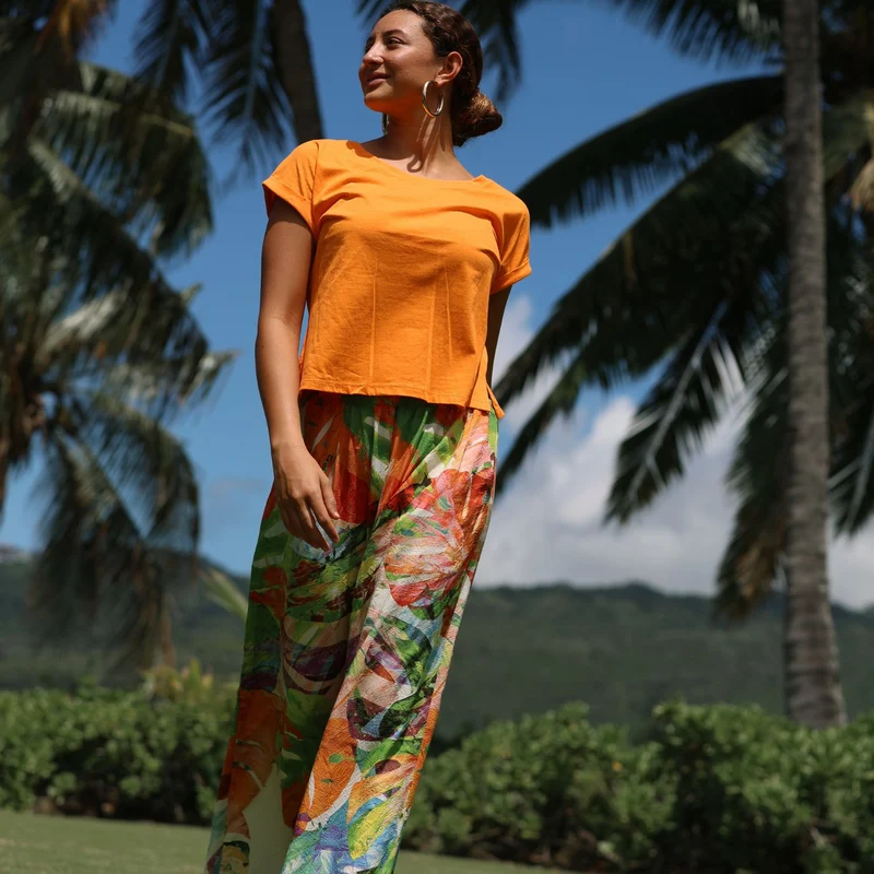 Pantalon long à jambes larges - Monstera