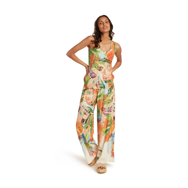 Pantalon long à jambes larges - Monstera