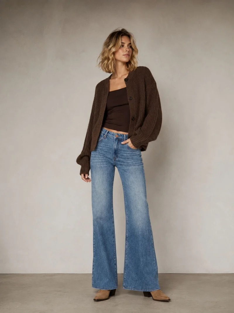 MAVI - MALIBU, High Waist, Loose Wide Leg, Light Used Brushed Denim