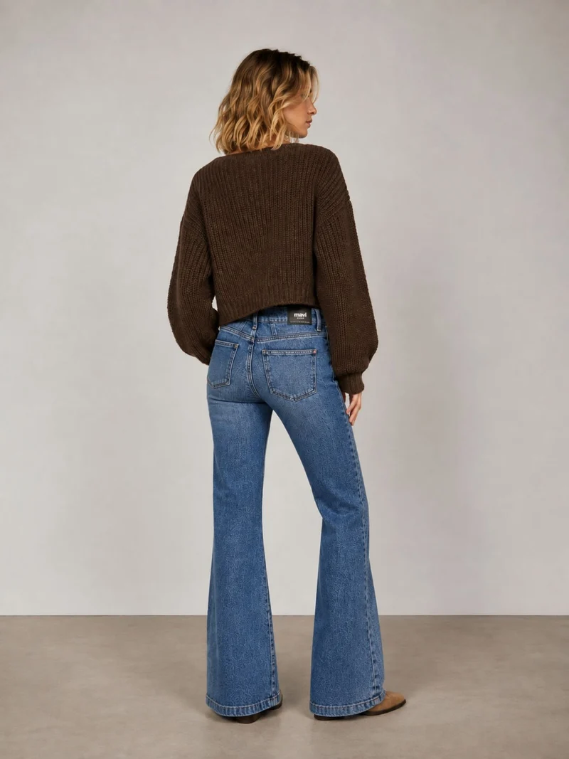 MAVI - MALIBU, High Waist, Loose Wide Leg, Light Used Brushed Denim
