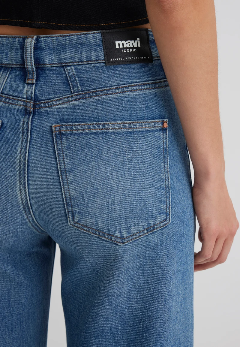MAVI - MALIBU, High Waist, Loose Wide Leg, Light Used Brushed Denim