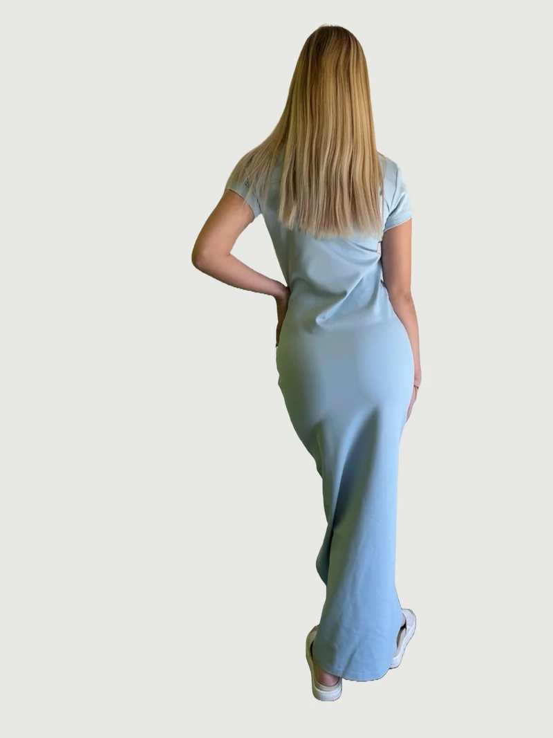 ONLY M -Lino, Damen Jersey Maxikleid, Babyblue