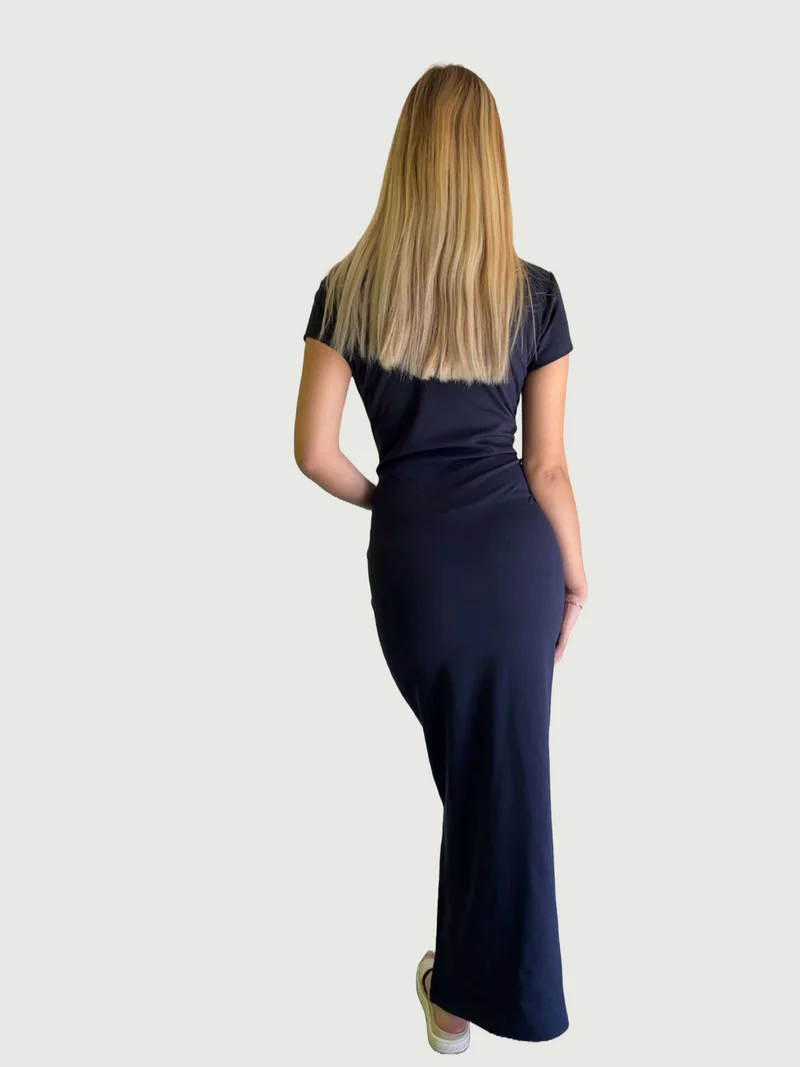 ONLY M -Lino, Damen Jersey Maxikleid, Dark Navy
