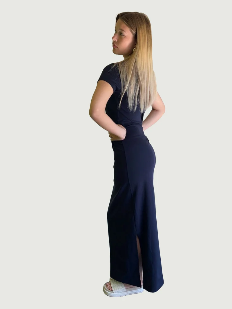 ONLY M -Lino, Damen Jersey Maxikleid, Dark Navy