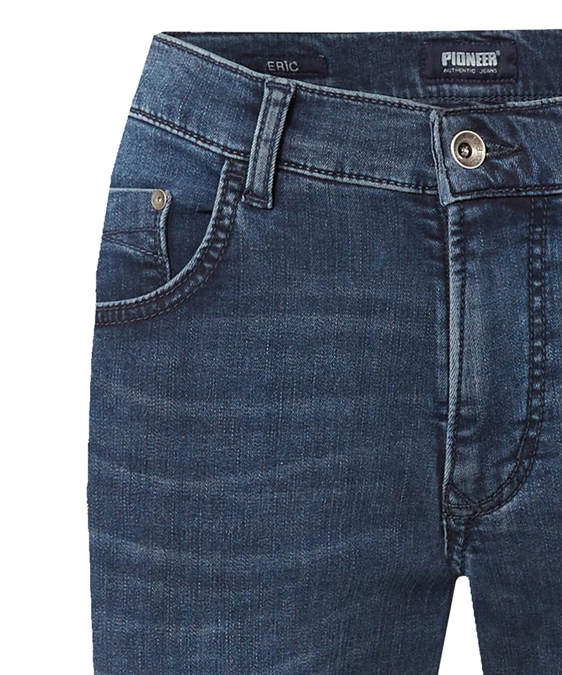 PIONEER - ERIC, Herren Jeans, Straight Fit, Mid-Waist, Blue/ Black Used Buffies