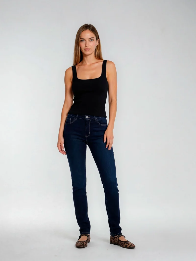 PIONEER - BETTY Strass Jeans, Straight Fit, Mid-Waist, Blue Black Used