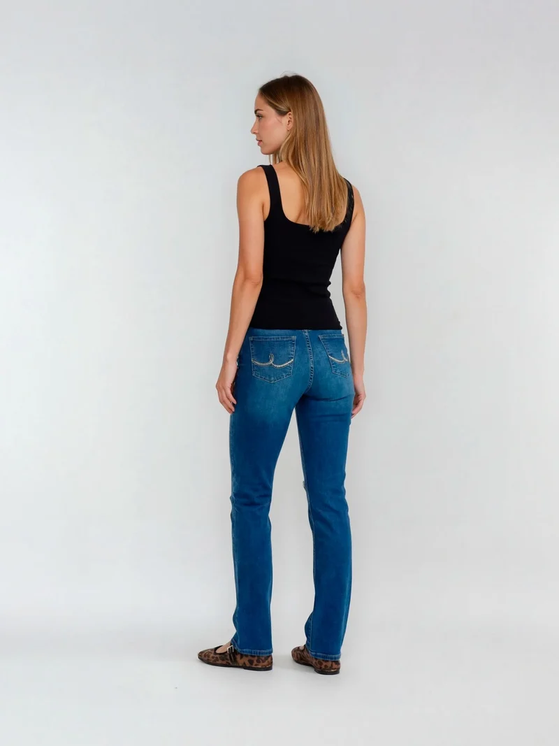PIONEER - BETTY Strass Jeans, Straight Fit, Mid-Waist, Light Blue Used