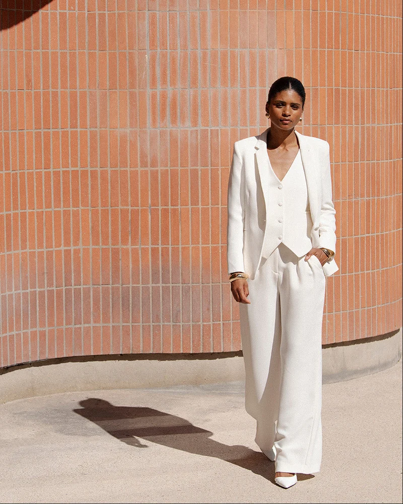 Pantalon palazzo Panama - Blanc