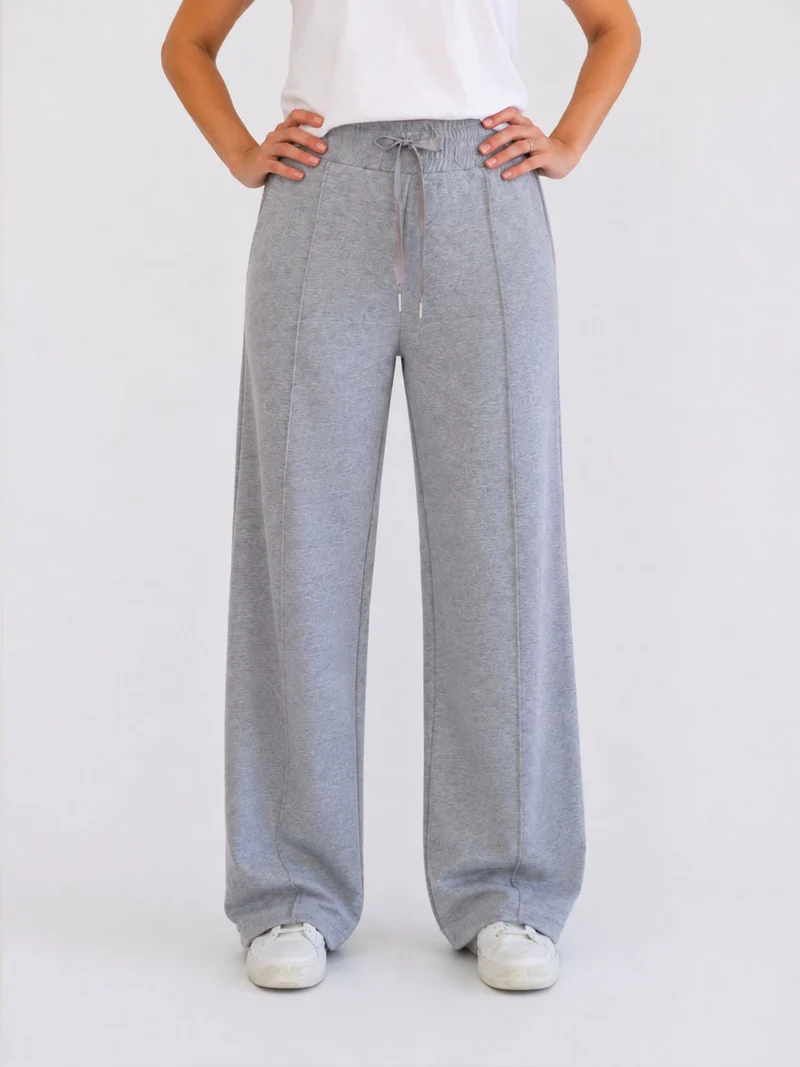 BOGILVY - EMMA, Wide Leg, Sweatpants, High-Waist, Grey