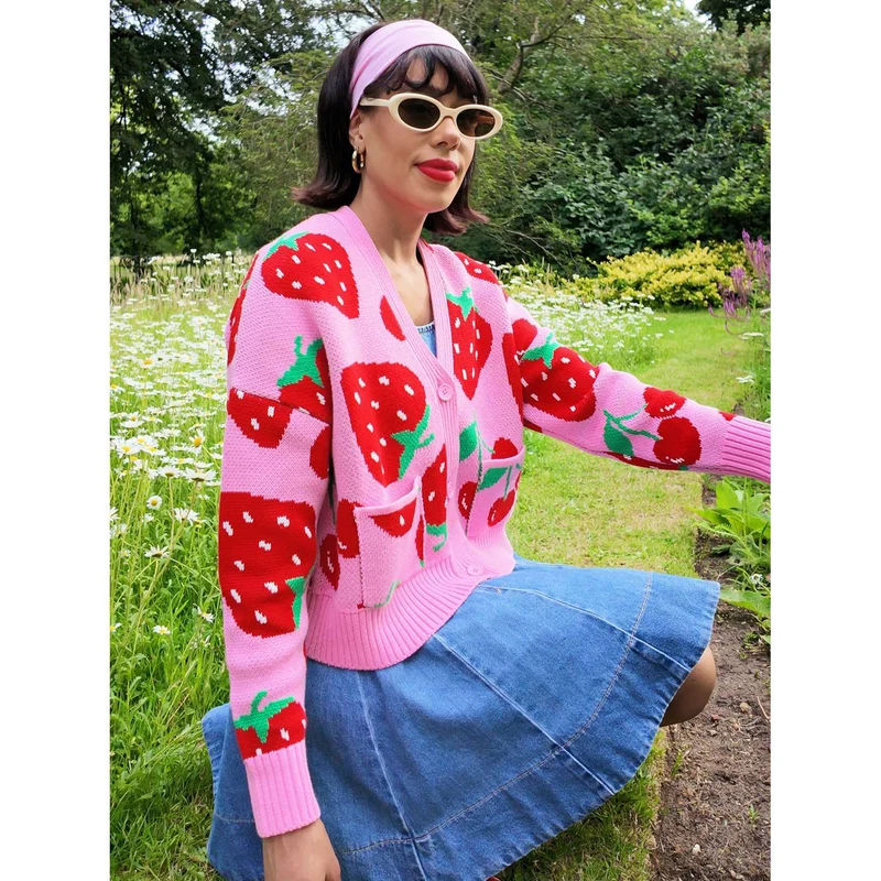 Cotton Rich Cardigan - Strawberry