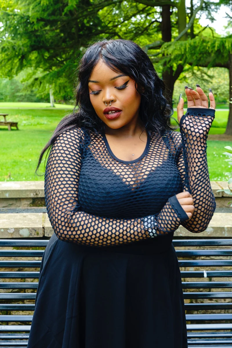 Alanis Full Fishnet Top - Black
