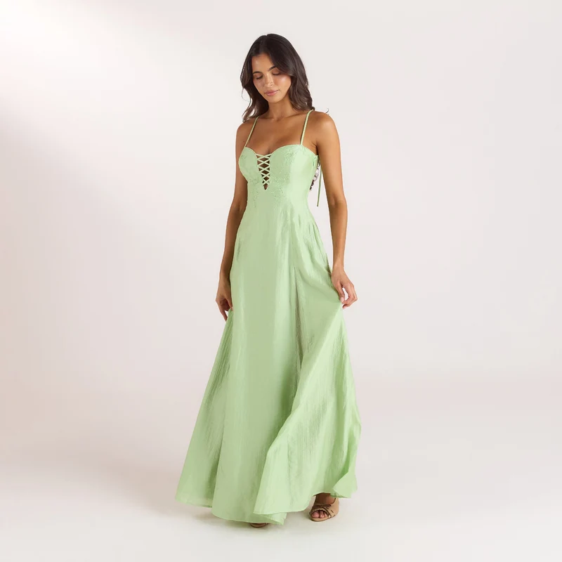 Robe Maxi Brodée - Vert