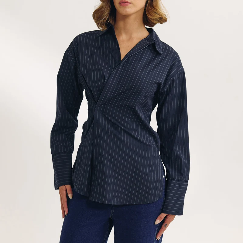T-shirt Asymétrique - Rayures Bleu Marine
