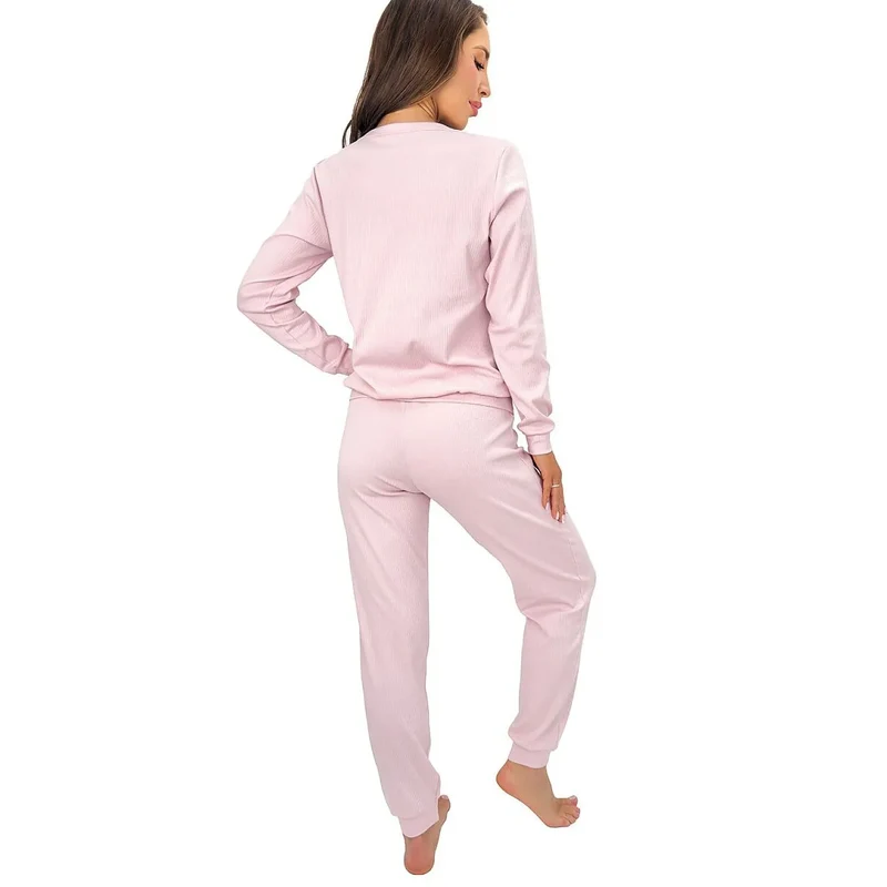Pyjama femme rose coton élasthanne confortable nuits fraîches détente maison