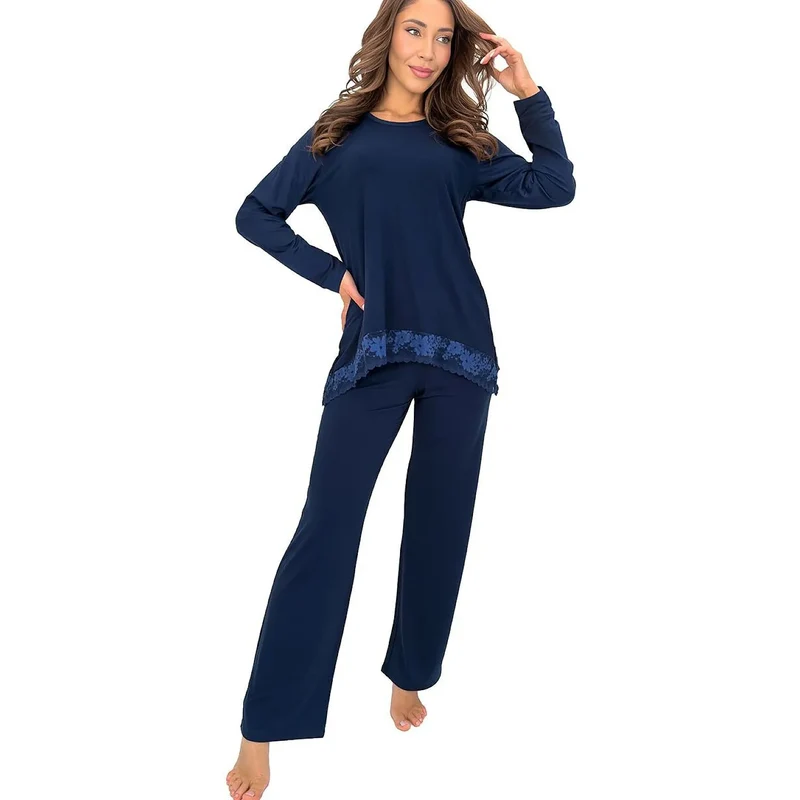 Pyjama femme viscose dentelle élégant confortable Ramona Long nuits fraîches