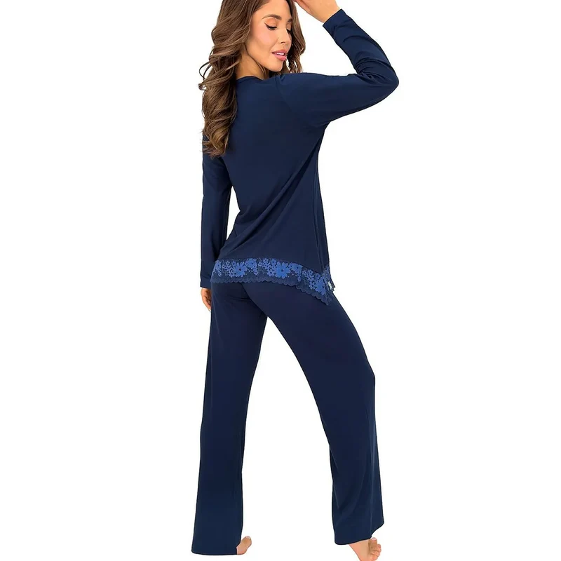 Pyjama femme viscose dentelle élégant confortable Ramona Long nuits fraîches