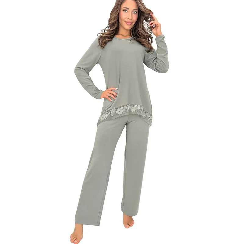 Pyjama femme viscose dentelle confortable élégant Ramona Long nuits fraîches