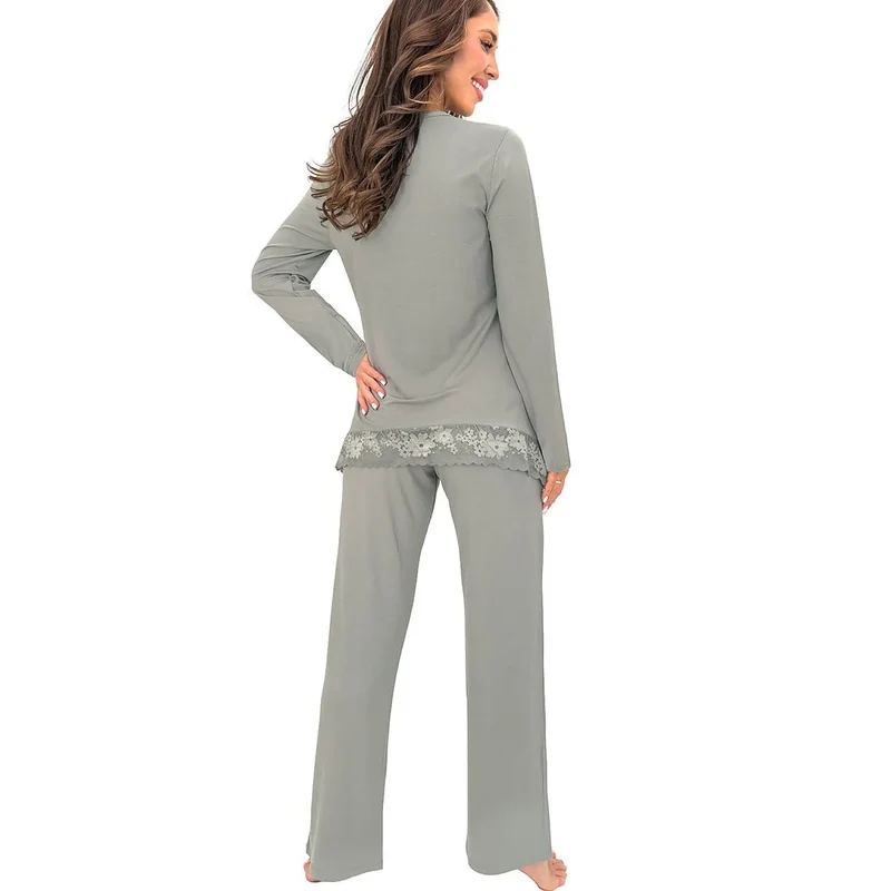 Pyjama femme viscose dentelle confortable élégant Ramona Long nuits fraîches