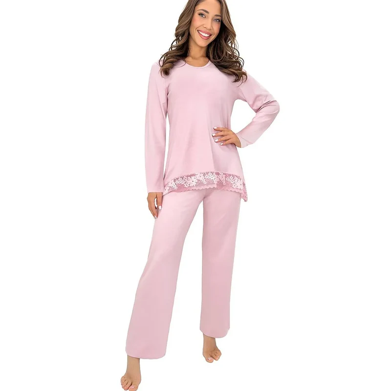 Pyjama femme viscose dentelle Ramona Long élégant confortable maison nuits fraîches