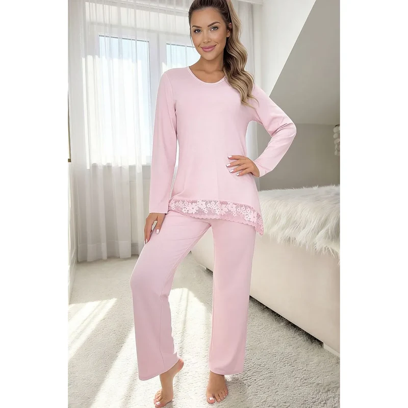 Pyjama femme viscose dentelle Ramona Long élégant confortable maison nuits fraîches