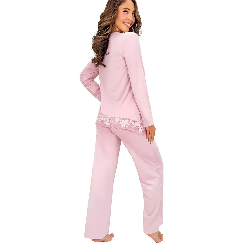 Pyjama femme viscose dentelle Ramona Long élégant confortable maison nuits fraîches