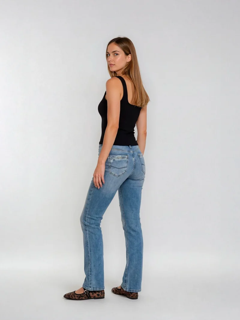 CROSS JEANS - LAUREN Jeans, Regular Fit, High-Waist, Mid Blue