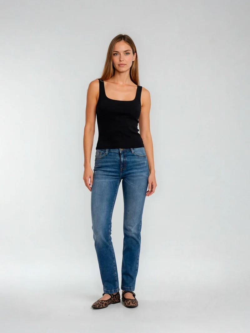 CROSS JEANS - LAUREN Jeans, Regular Fit,High-Waist, ALL Blue