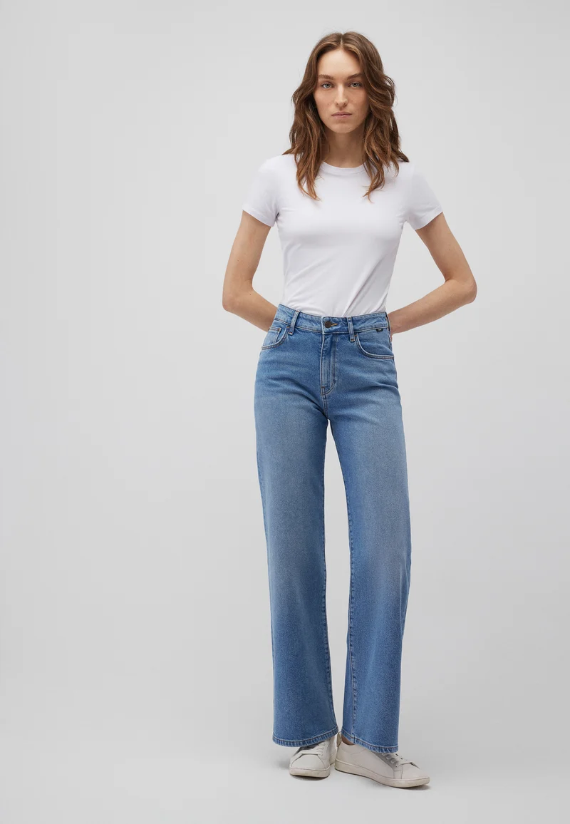 MAVI - MALIBU, High Waist, Loose Wide Leg, Mid Indigo Brushed 90s