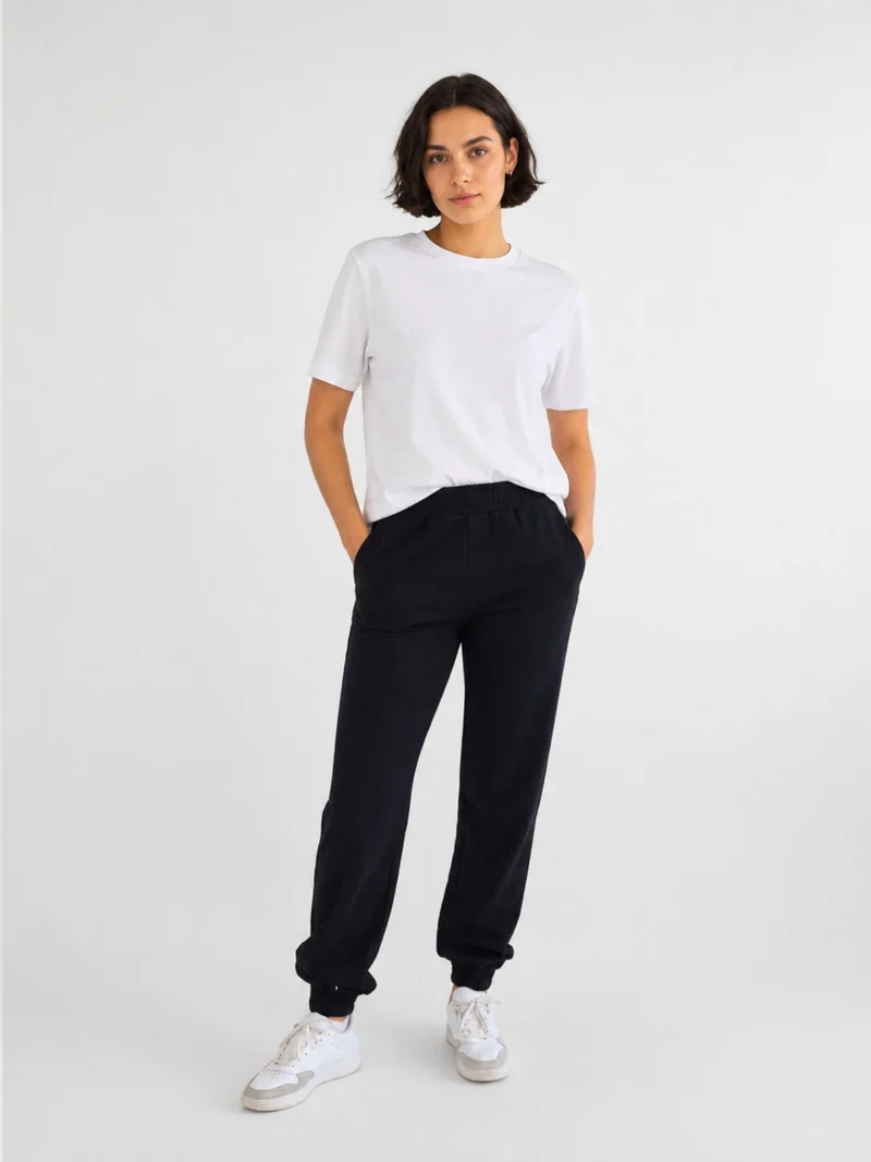 BOGILVY - STELLA, Straight Fit, Sweatpants mit Bündchen, High Waist, Black