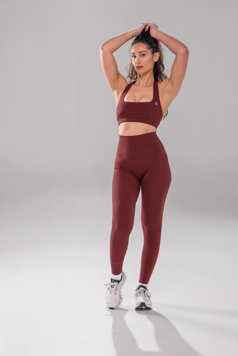 Clean Cut Halter Bra - Burnt Fig