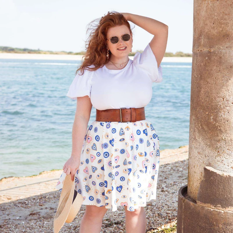 Crew neck Puff Sleeve Tee - White