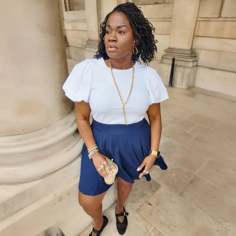 Crew neck Puff Sleeve Tee - White