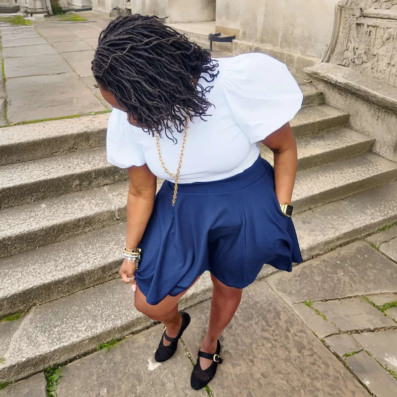 Crew neck Puff Sleeve Tee - White