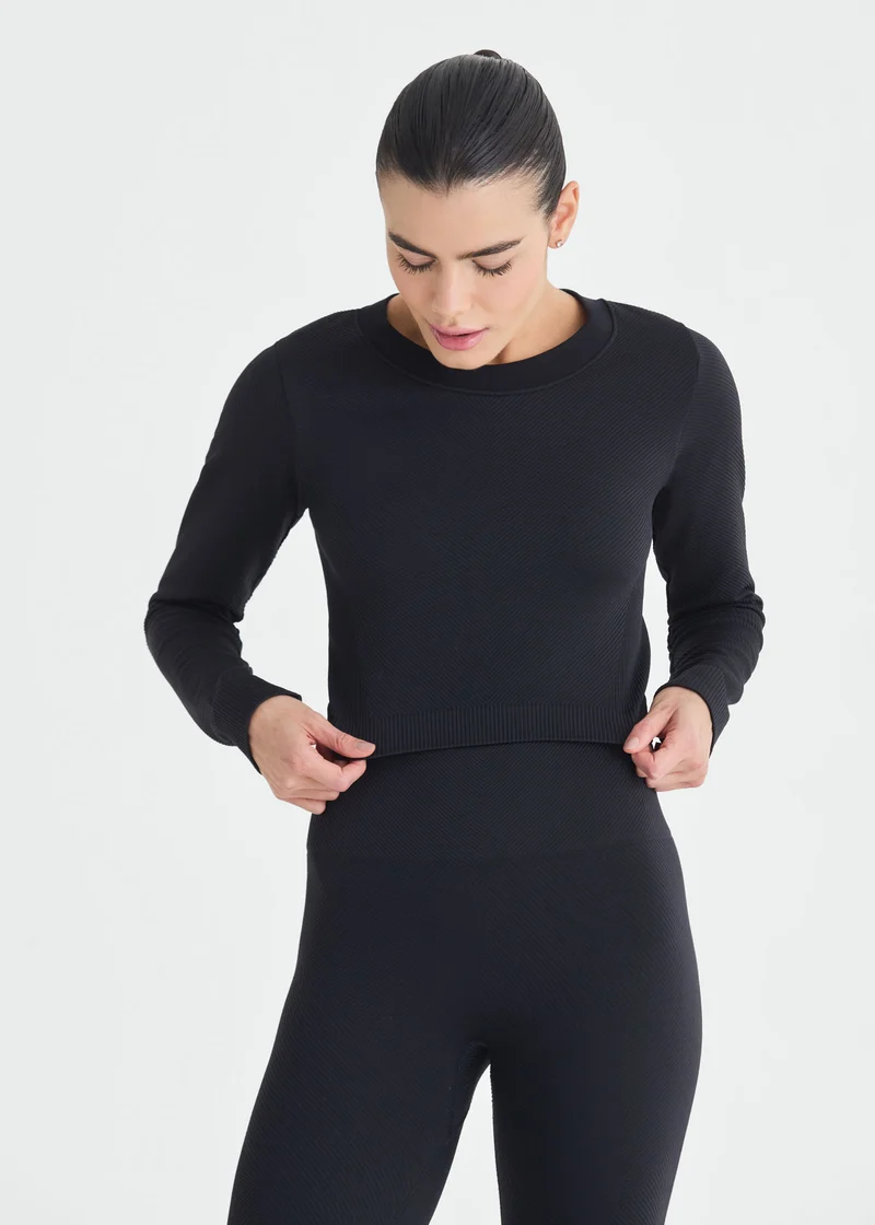 Top Mulher Manga Longa Skin Traces