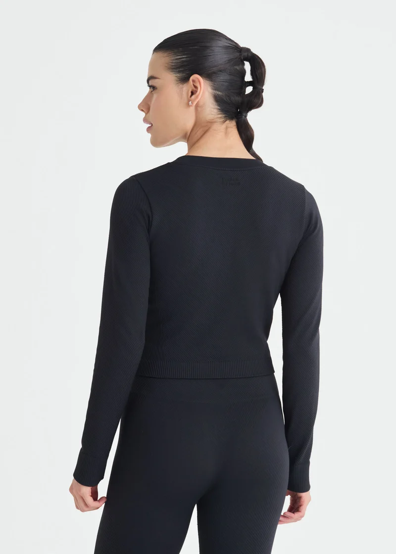 Top Mulher Manga Longa Skin Traces