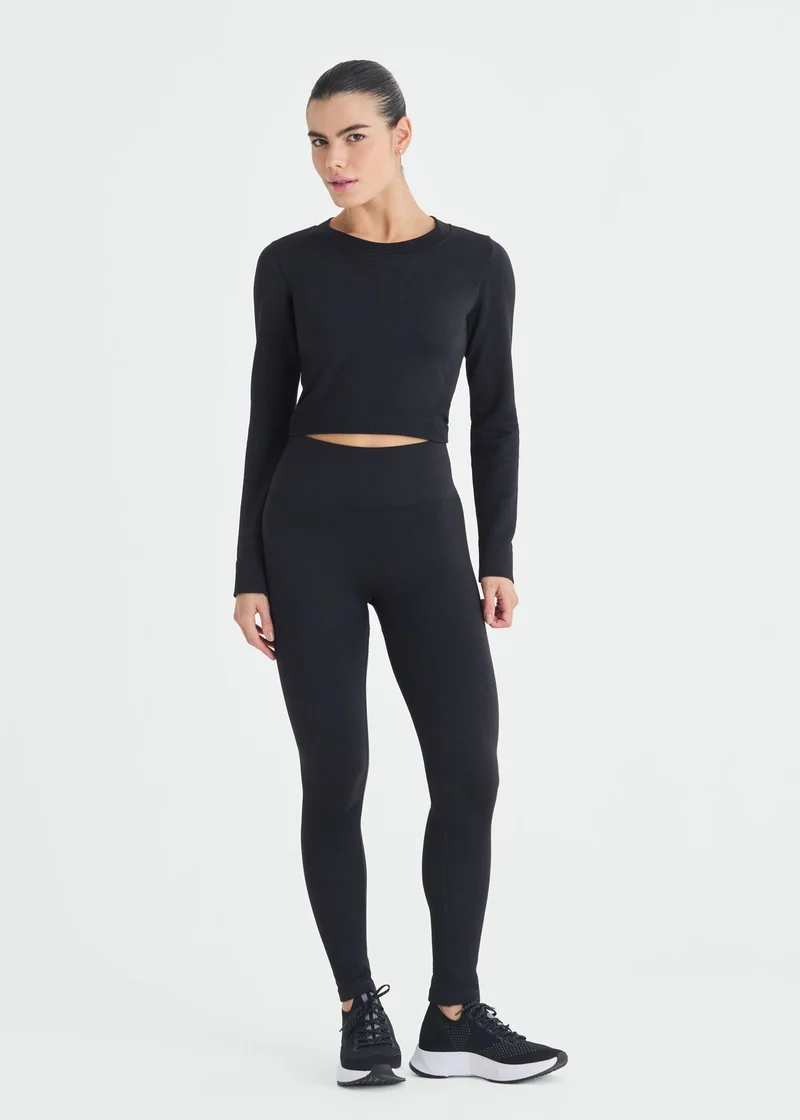Top Mulher Manga Longa Skin Traces