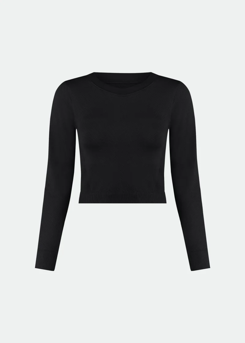 Top Mulher Manga Longa Skin Traces