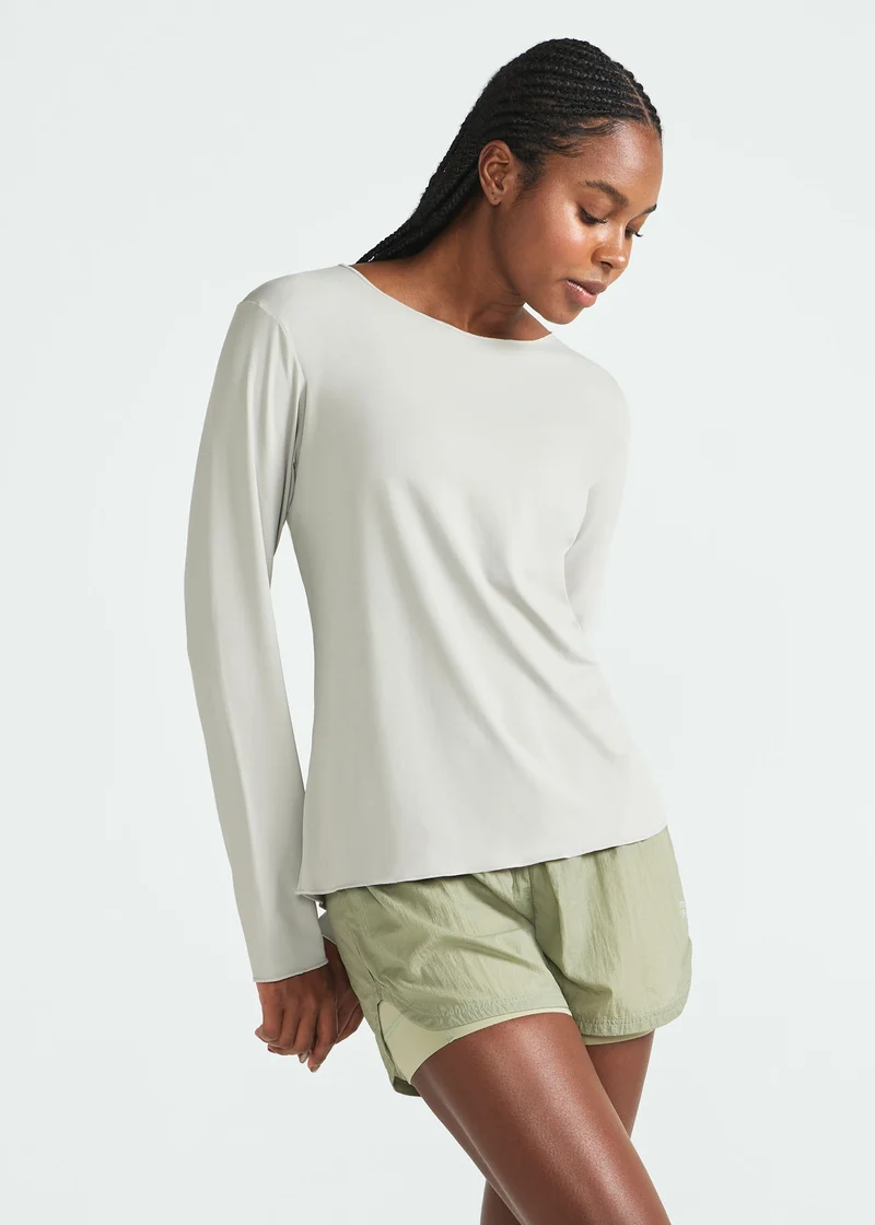 T-shirt Mulher Manga Longa Overlocada