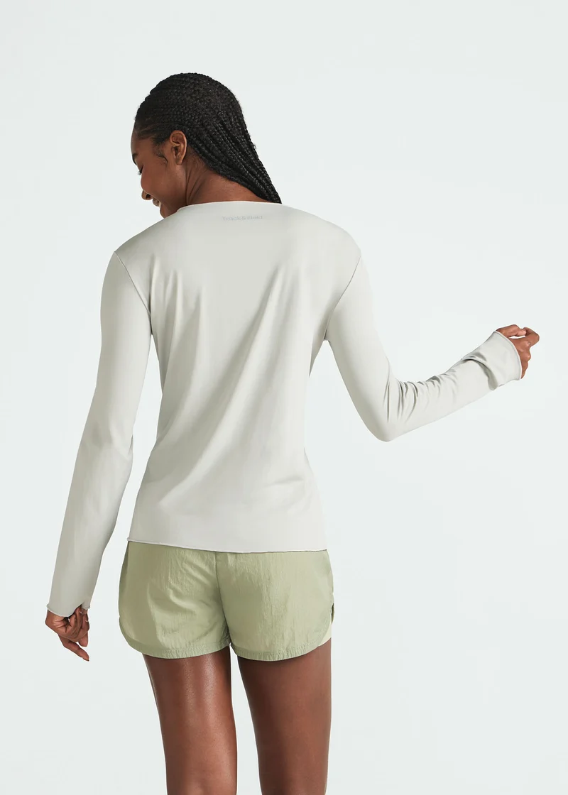 T-shirt Mulher Manga Longa Overlocada