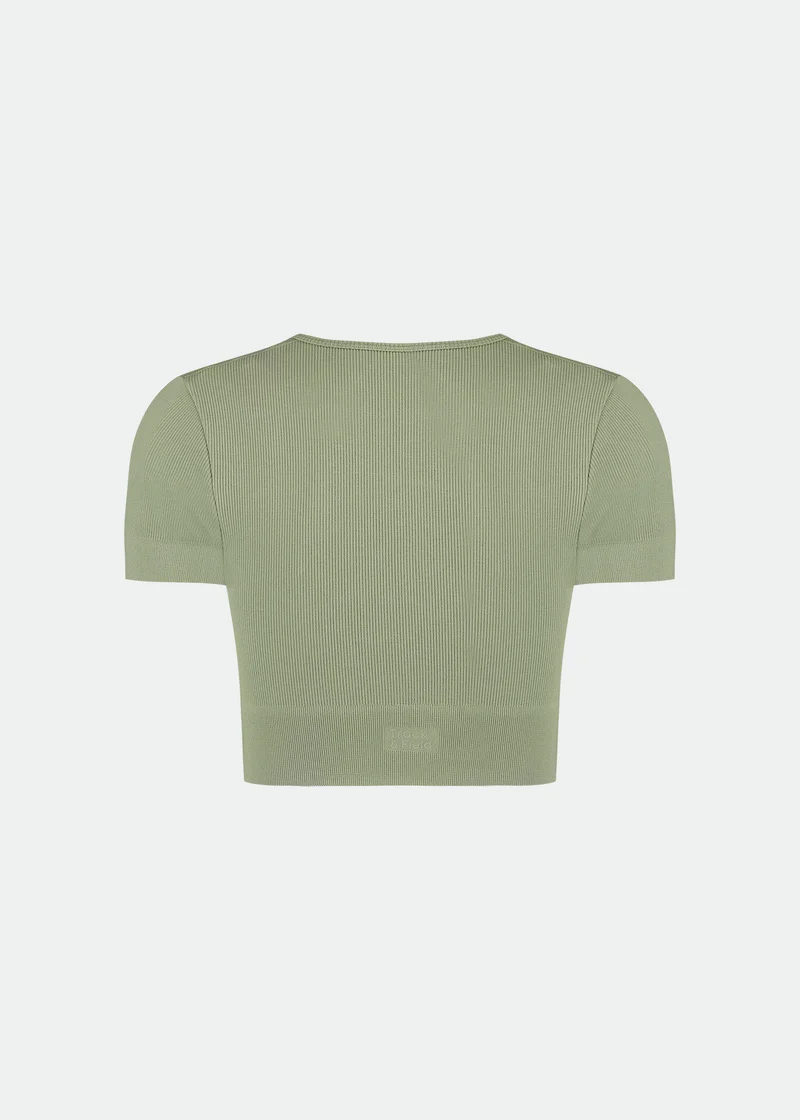 T-shirt Mulher Manga Curta Skin Cropped