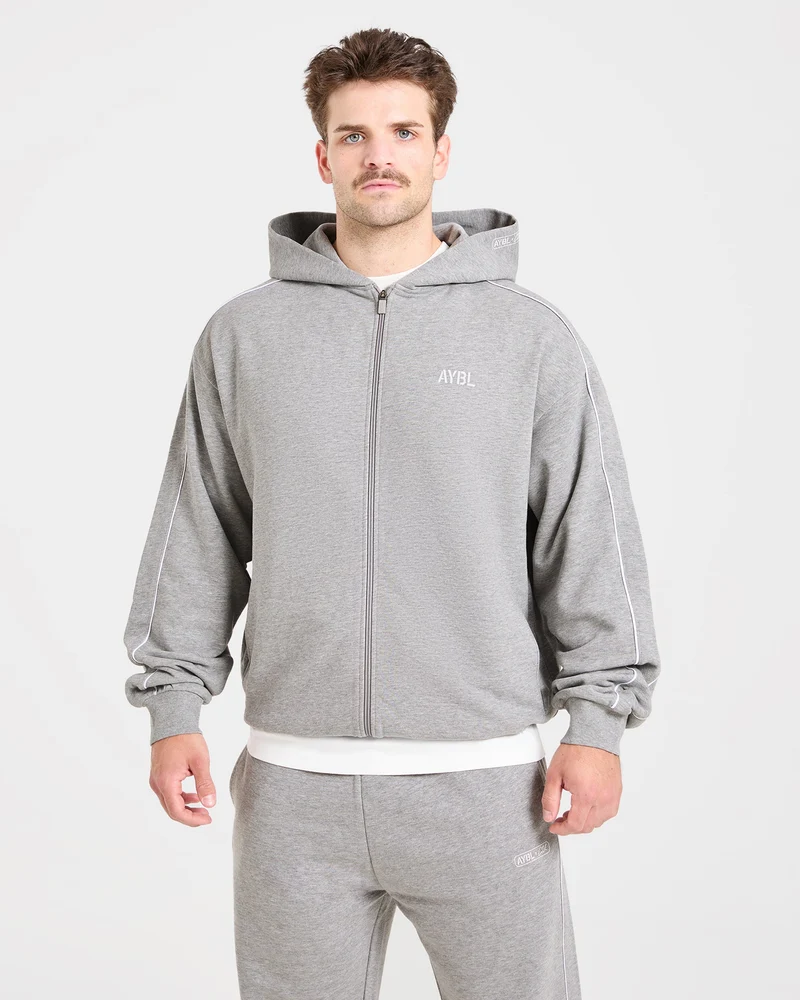 Cam Kissel x Oversized Full Zip Hoodie - Mid Marl Gris