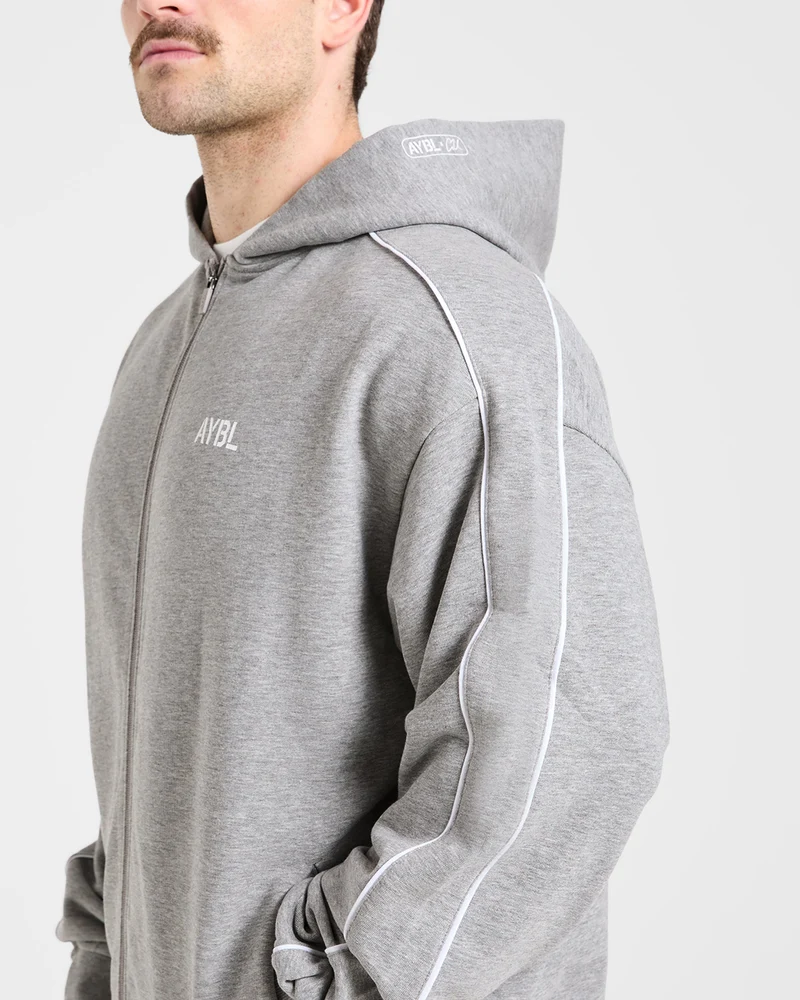 Cam Kissel x Oversized Full Zip Hoodie - Mid Marl Gris